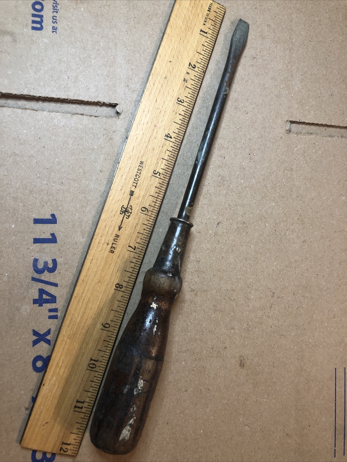 11-1/2” Long Slotted Screw Driver Wooden Handle 6” Long Shaft With 5/16” Across