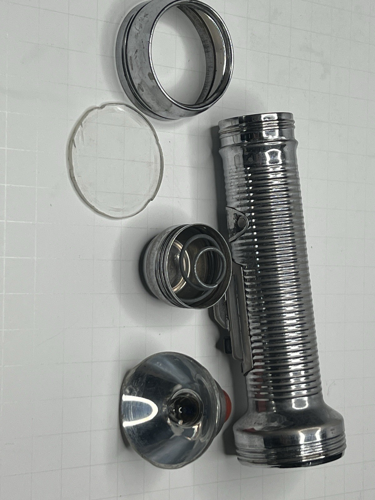 Vintage Jc Penney Flashlight. Maybe 1960? Chrome. Classic For Part , Not Tested