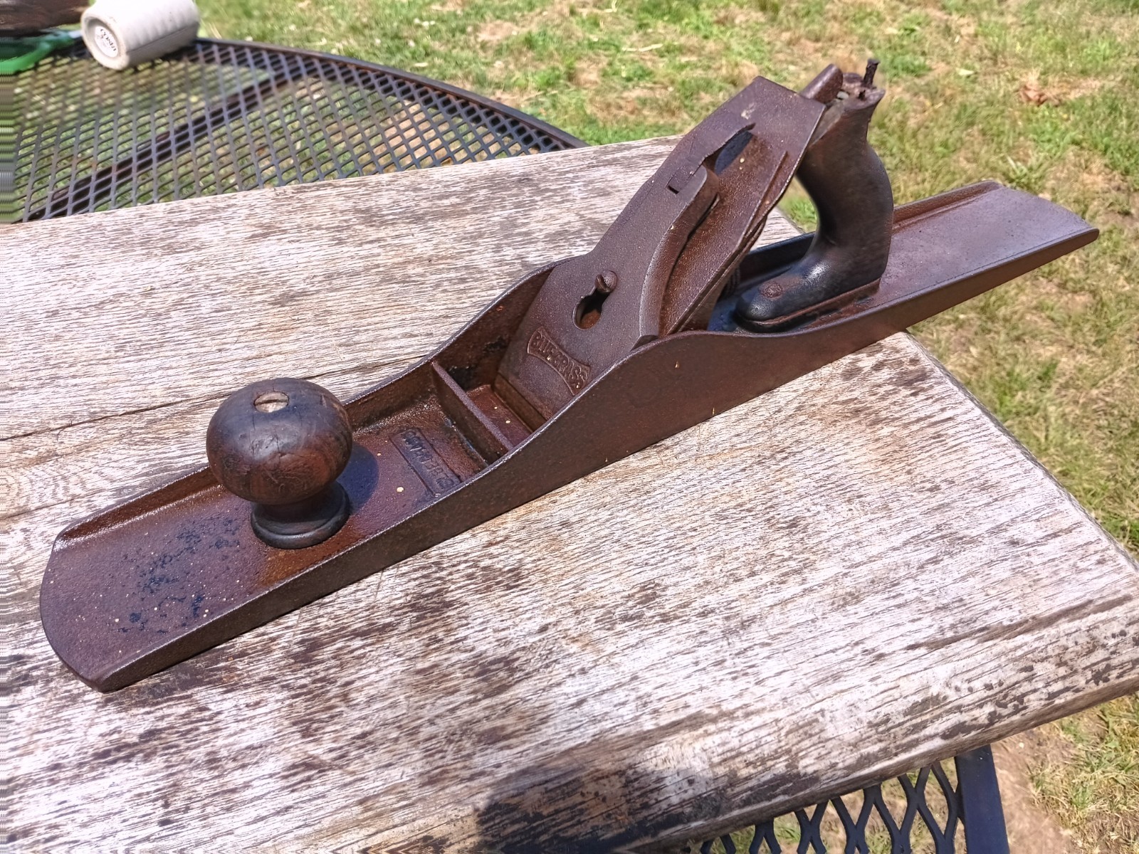 Vintage Bluegrass No. 7 Wood Plane Corrugated Base 22″