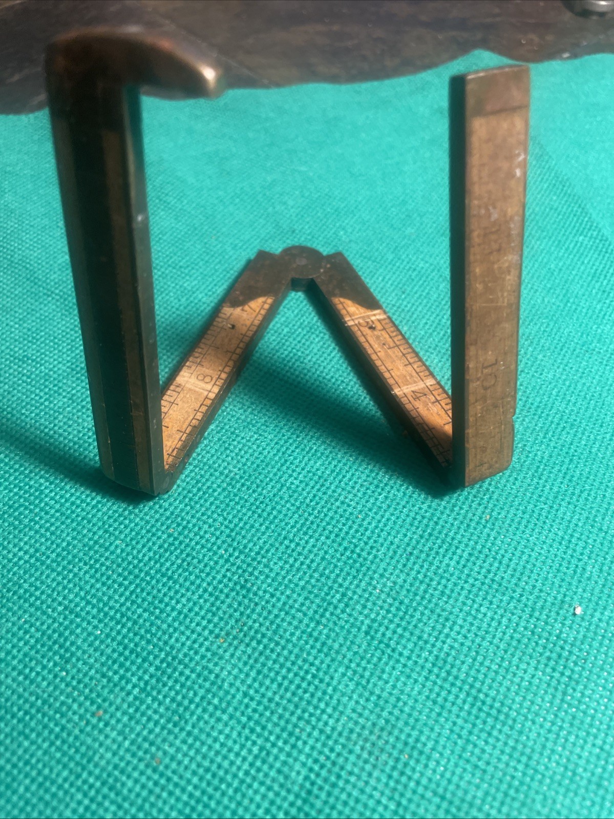 Vtg Stanley No. 32 1/2 Folding Boxwood Brass Caliper Rule USA Carpenter Tool