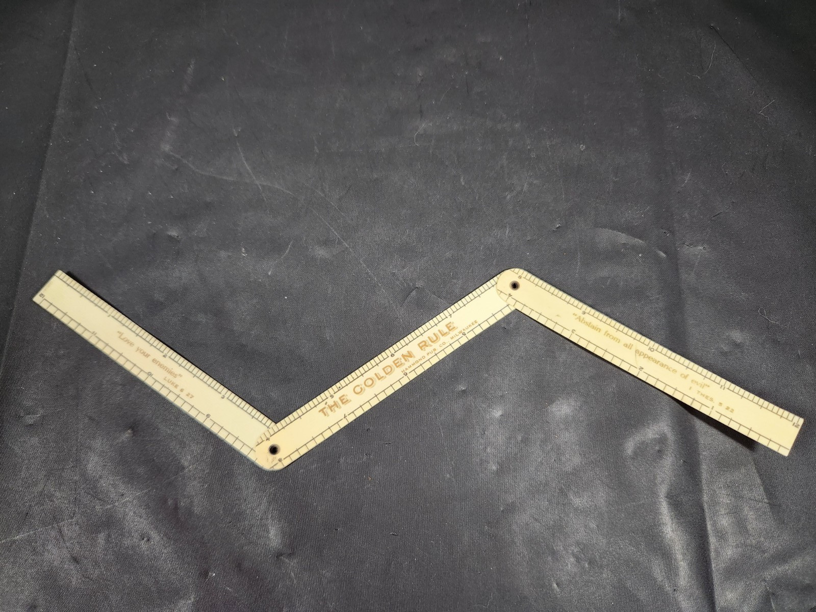 Antique “The Golden Rule” celluloid folding ruler bible verses Hammond Pub Co