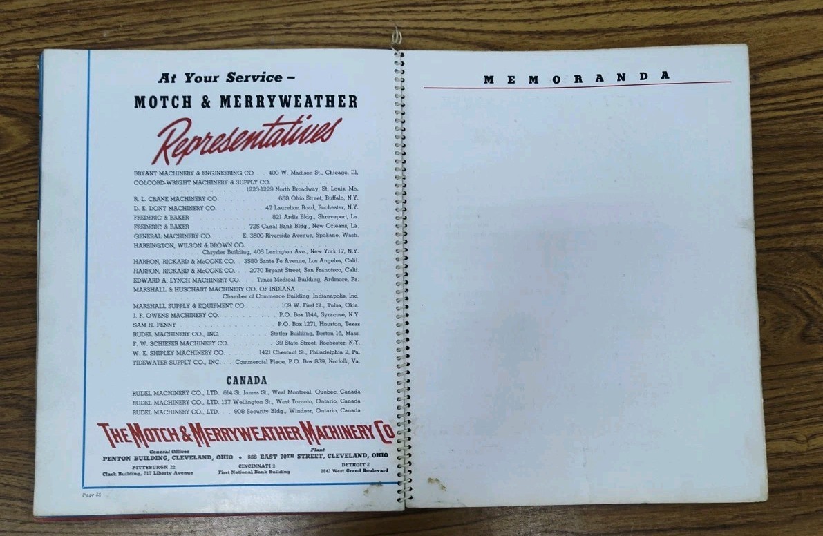 Motch & Merryweather Machinery Co Ohio Cold Sawing Metal Catalog Advertising Vtg