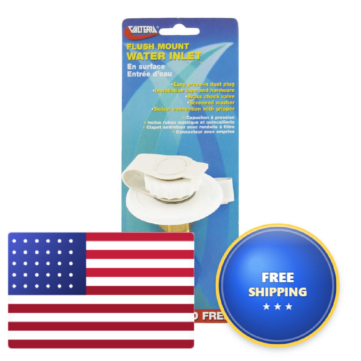 Valterra A01-0170Lfvp Flush-Mount – Mpt 2-3/4 Flange Brass White Carded