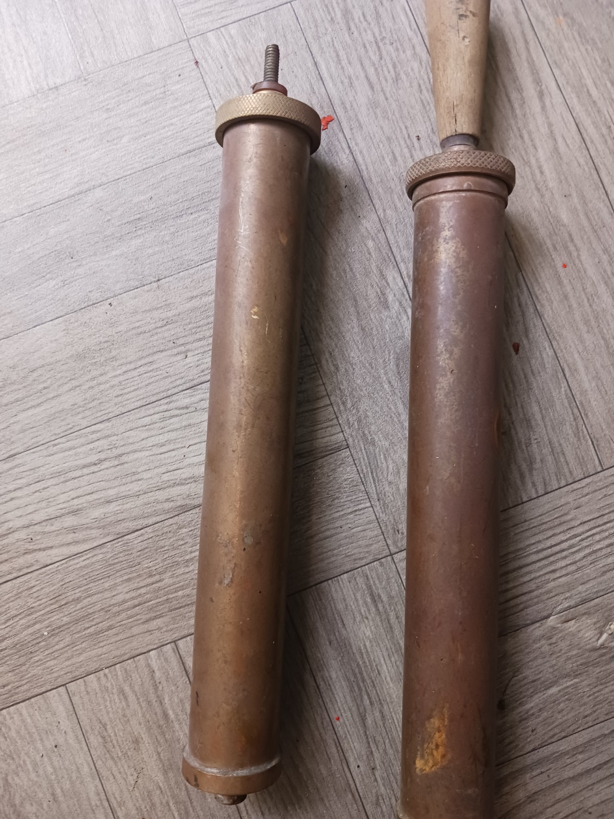 Vintage Brass Garden Sprayers Pair – Tomato / Plant / Insecticide – 1950s
