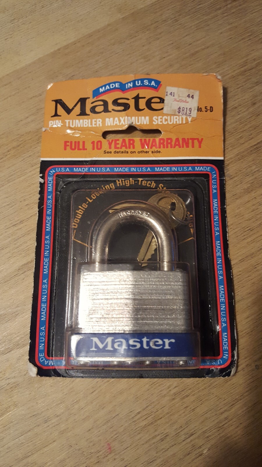 Master Maximum Security Padlock. No.5-D W/2 Keys, NOS