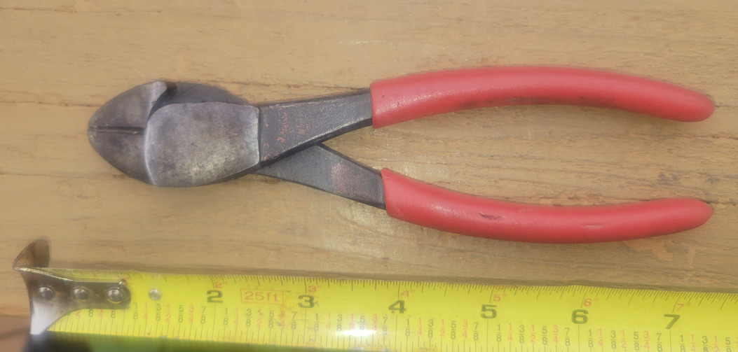 Vintage Diagonal Cutting Pliers, 7 Inch, Red Handles