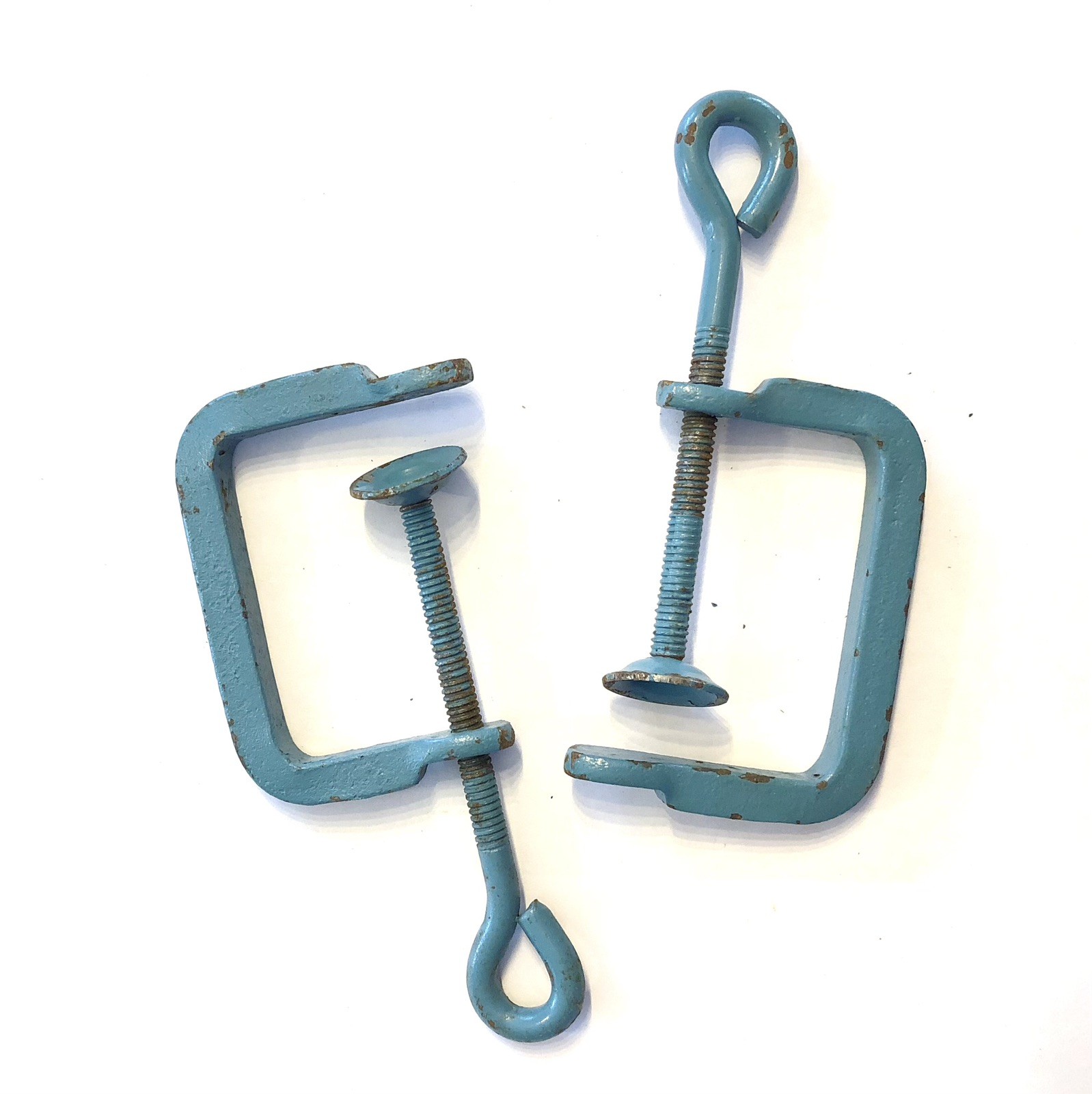 Vintage Small Child’s Toy C Clamps Old Blue Paint, 3 Inch Handy Andy Tools