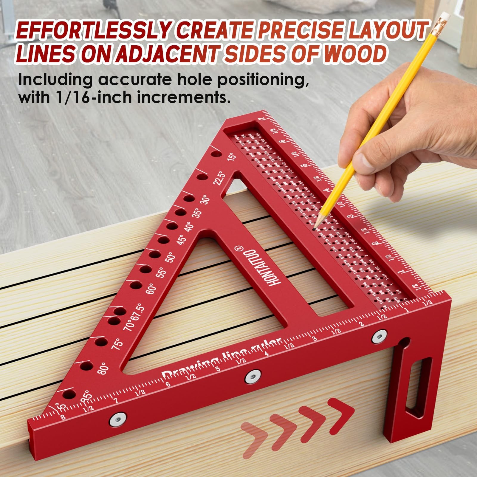 8.5 Inch Large Carpenter Square – Multi-Angle Measuring and Marking & Red