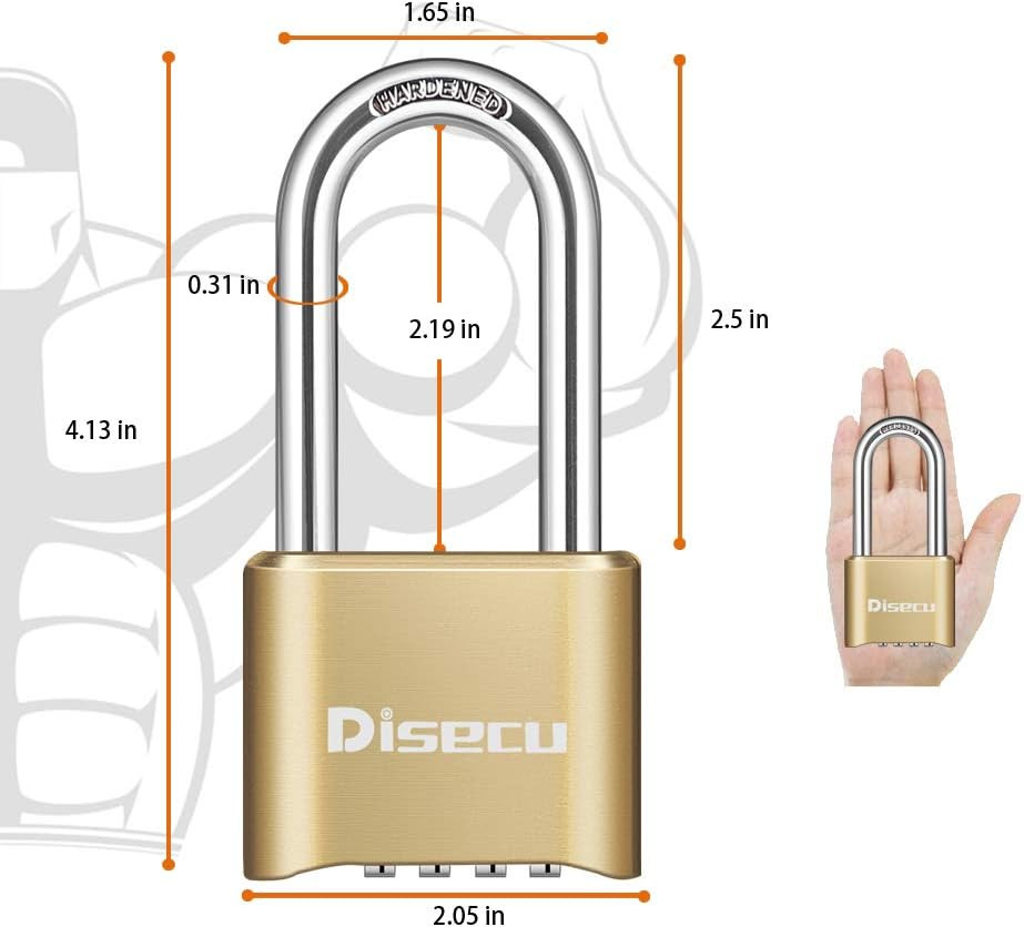 1 Pack Heavy Duty 4 Digit Combination Lock, 2.5 Inch Long Shackle Outdoor Water