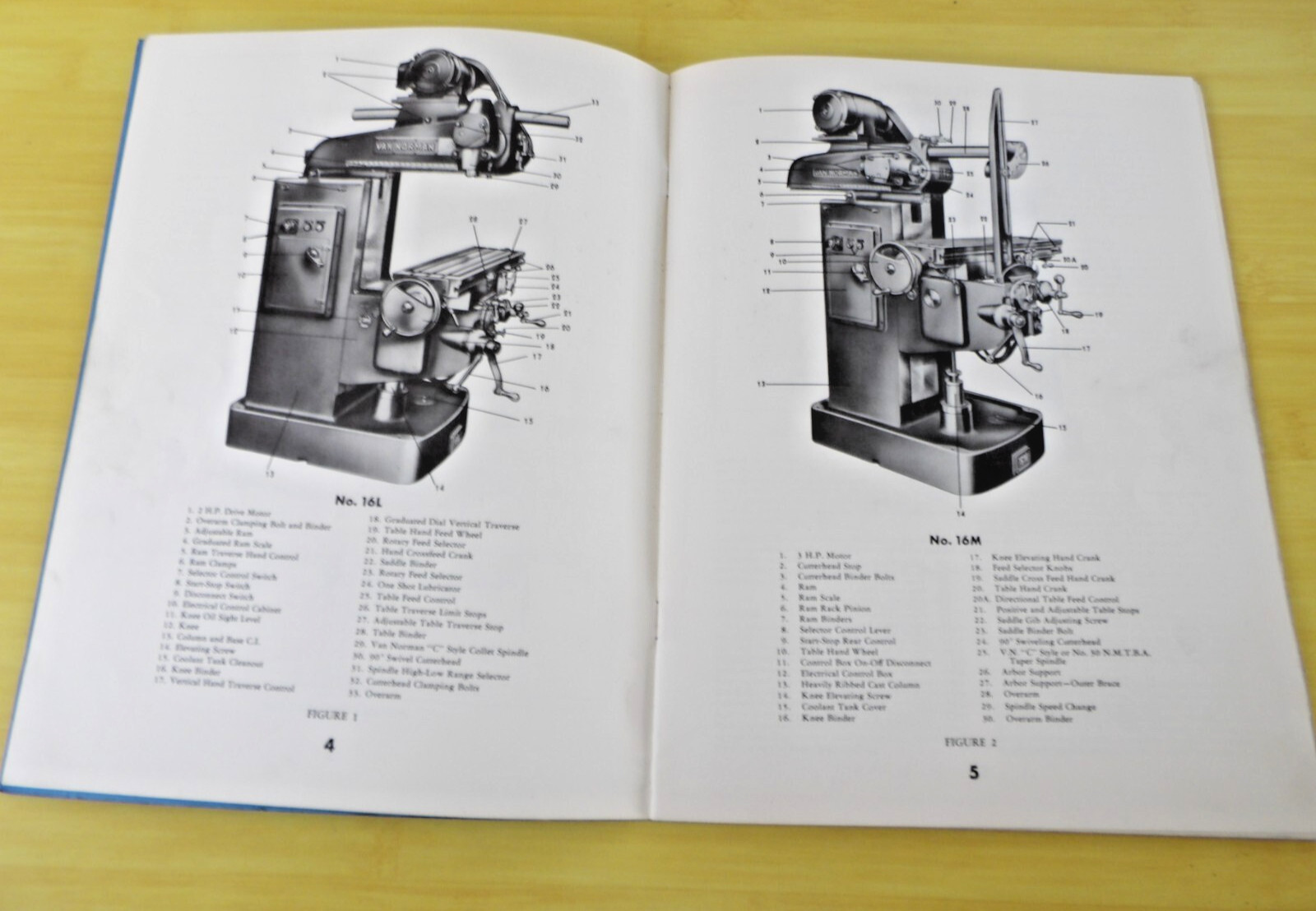Vtg Van Norman 16L 16M 16S Milling Machine Instruction Manual & Parts List 28pgs