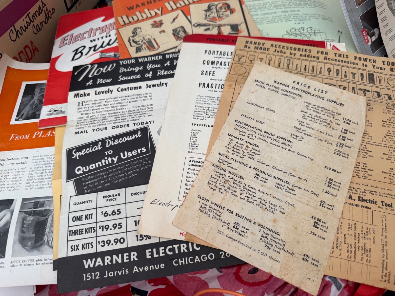 VTG Warner Brush Electroplating Lot – 9 Original Manuals Ads Brochures Catalogs