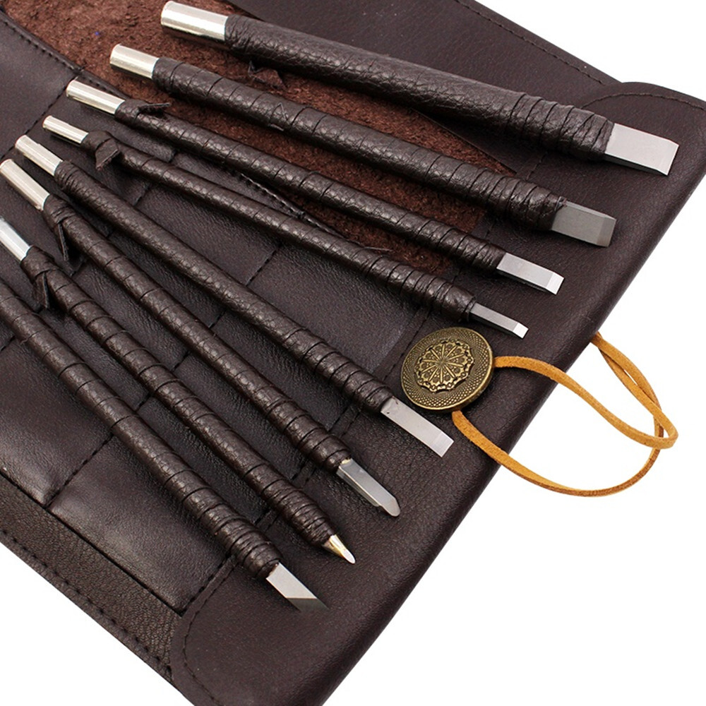 8pcs Tungsten Steel Stone Carving Sculpting Kit Hand Chisel Tool Set Cutting To