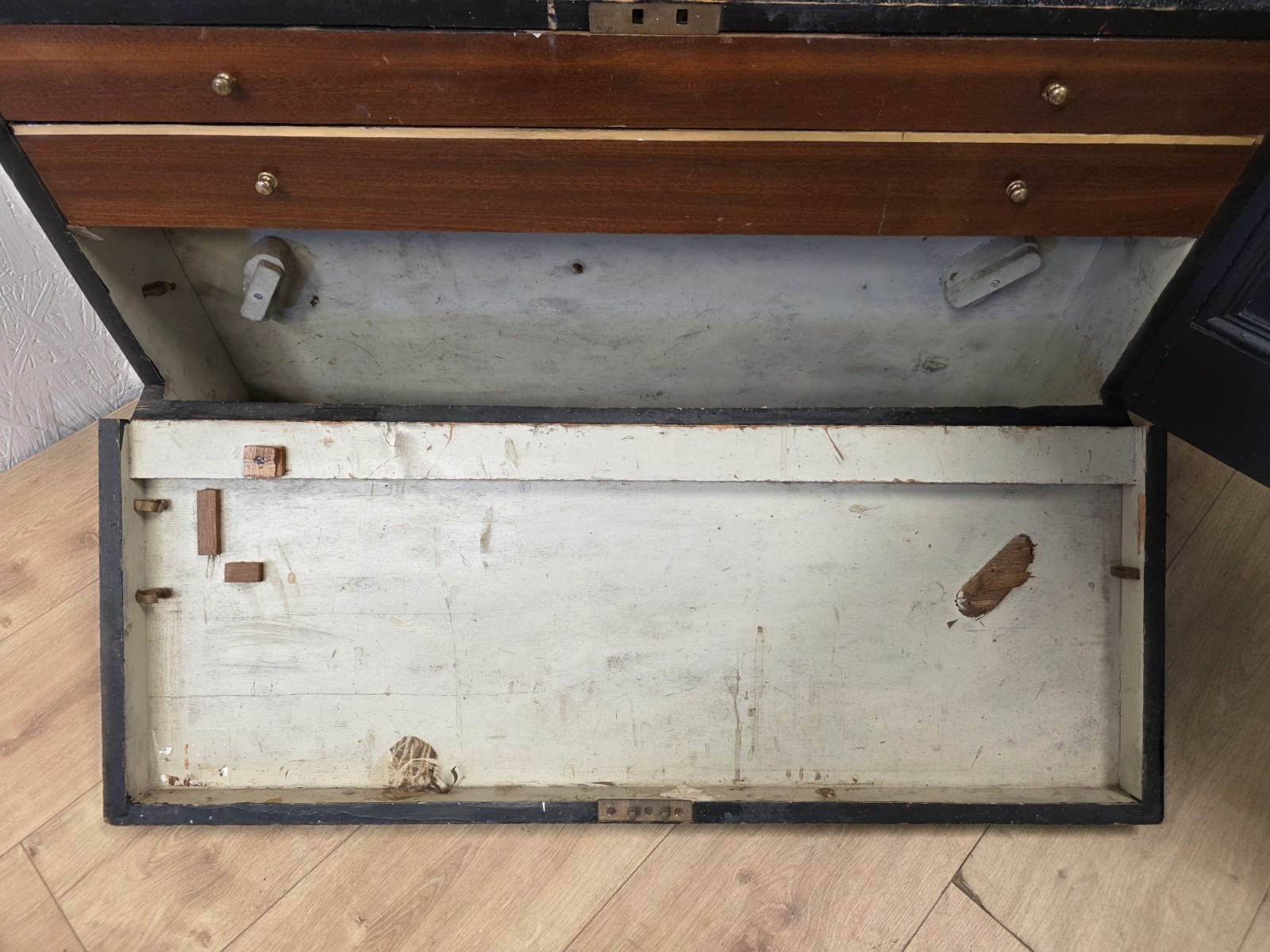 Vintage Carpenters Black Painted Tool Box