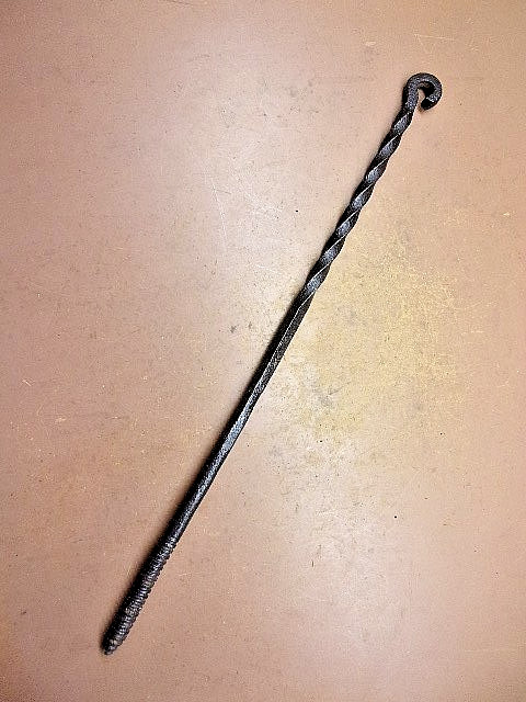 Vintage Blacksmith Forged Threaded Hooks 19″ Long with Nice ‘Twist’ UNIQUE!