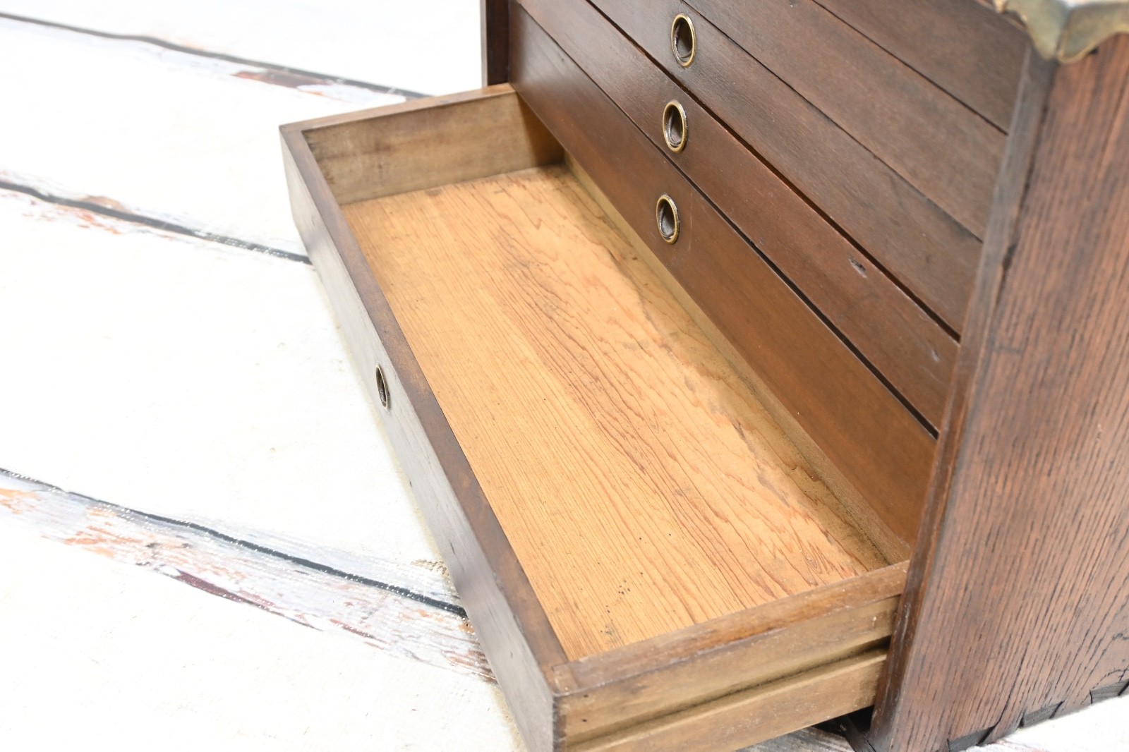 Antique Pilliod? Oak Wood Machinist Box 6 Drawer Tool Box Machinist Chest