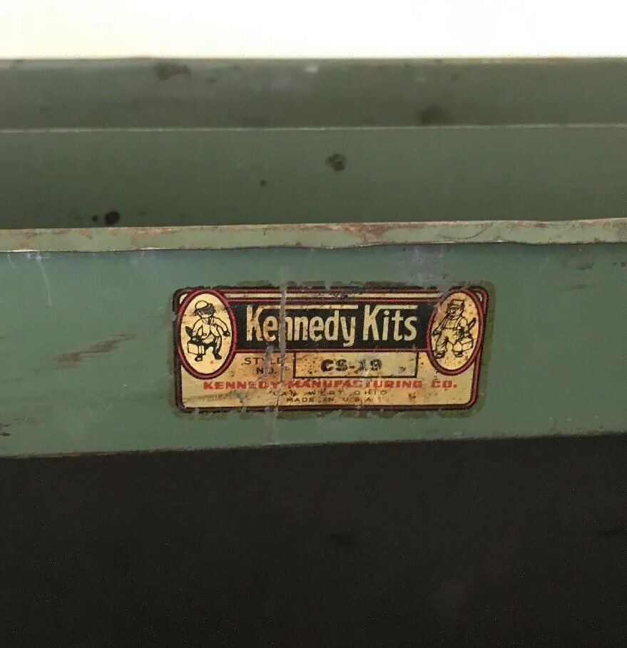 Vintage Kennedy Brown Metal CS-19 Cantilever Tray & Latch Mechanics Tool Box