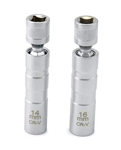 14mm&16mm Magnetic Swivel Spark Plug Socket, Thin Wall Magnetic Rotating 3/8″