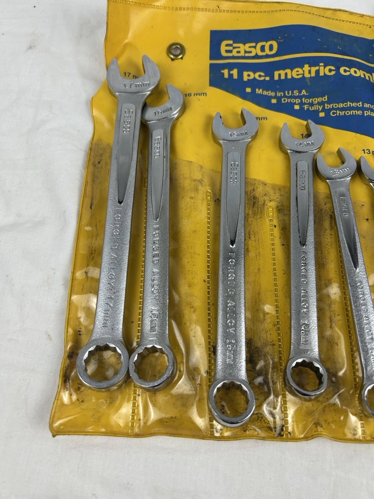 Vintage Easco 11 Piece Metric Combination Wrench Set #92 352 w/Orig Case 7-17mm