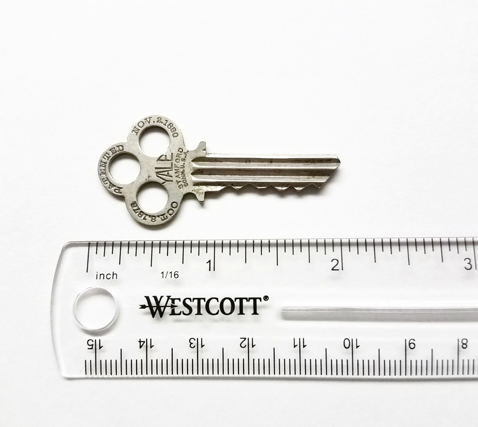 Vtg Antique Steel Corrugated Yale Key 4259 B4259 Patented Nov 2, 1880 4259-B