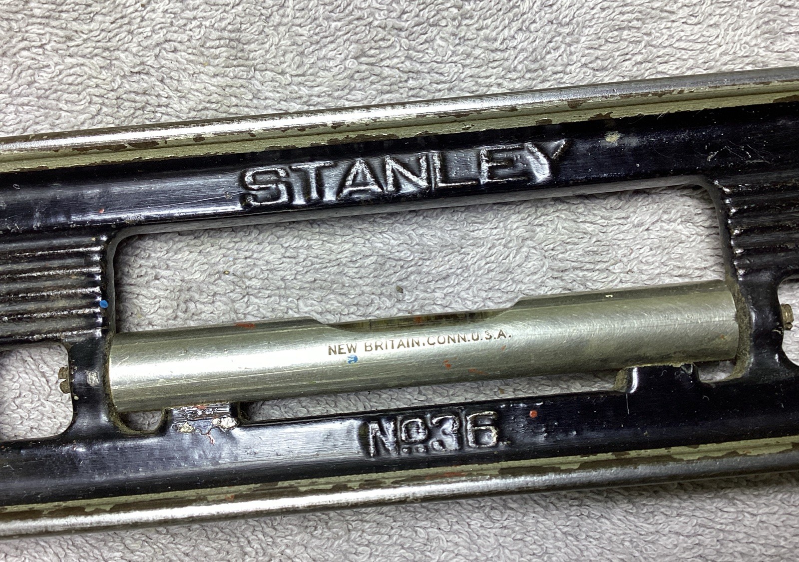 VTG. STANLEY NO.36 12” CAST IRON MACHINIST LEVEL 3 VIALS