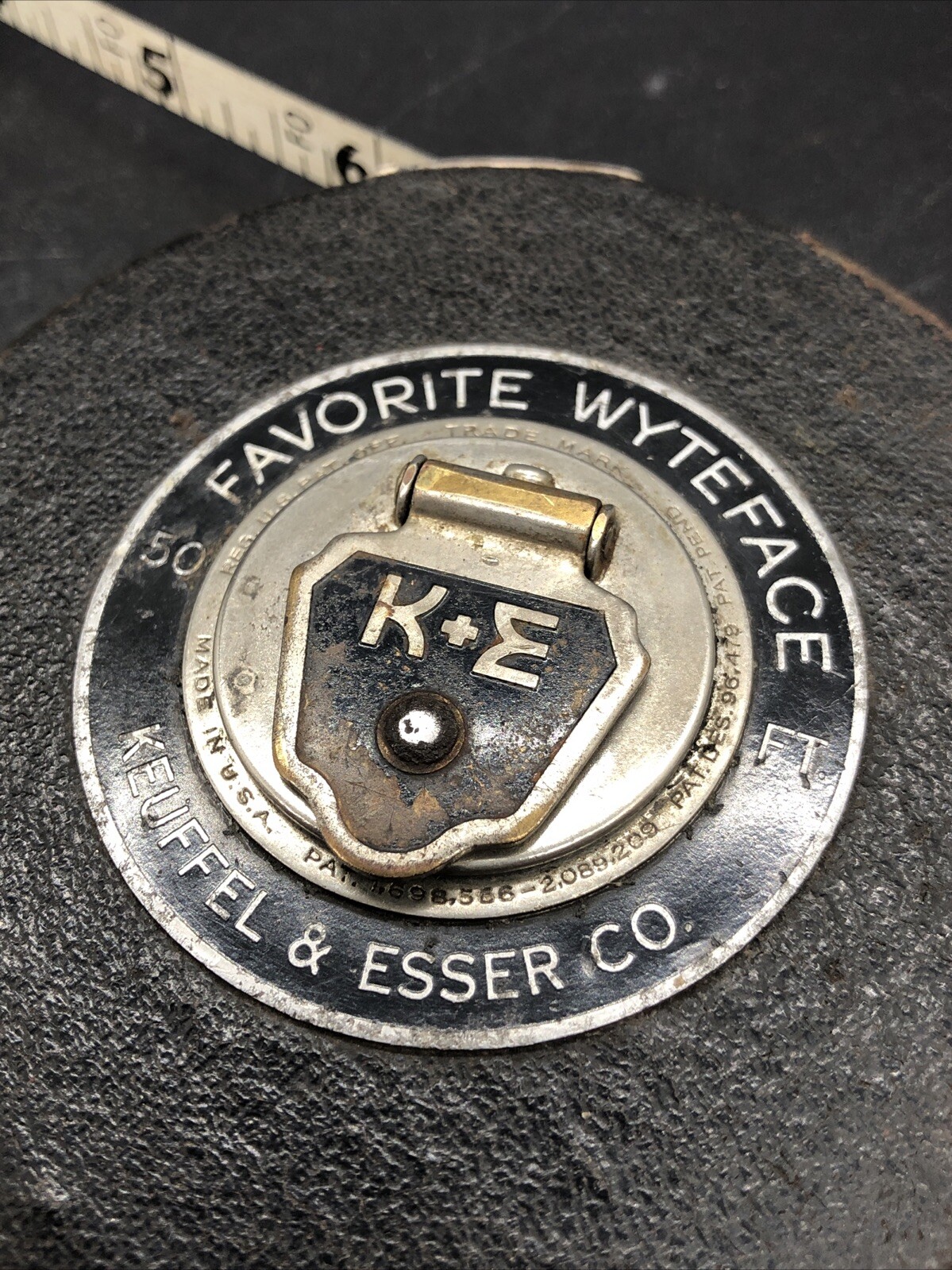 Vintage K & E Keuffel Esser Co Favorite Wyteface 50 Feet Steel Tape Measure USA