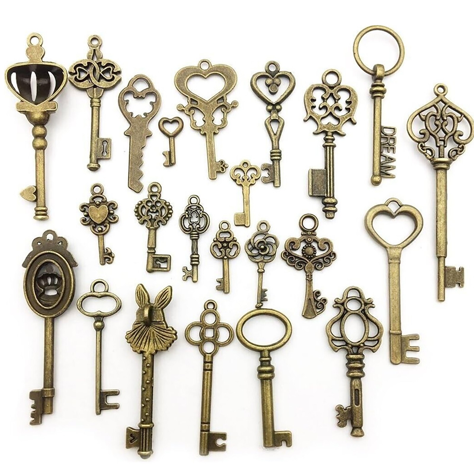 Wholesale Old Vintage Antique Skeleton Keys Large Small Necklace Pendant Bronze