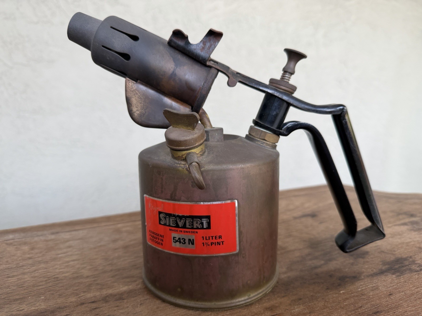Vintage SIEVERT 543N Blow Torch Sweden Brass Kerosene Industrial Tool