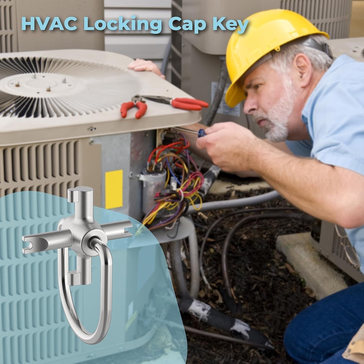 Ergonomic HVAC Locking Cap Key – Durable Tool for R22 & 410A Safety Caps