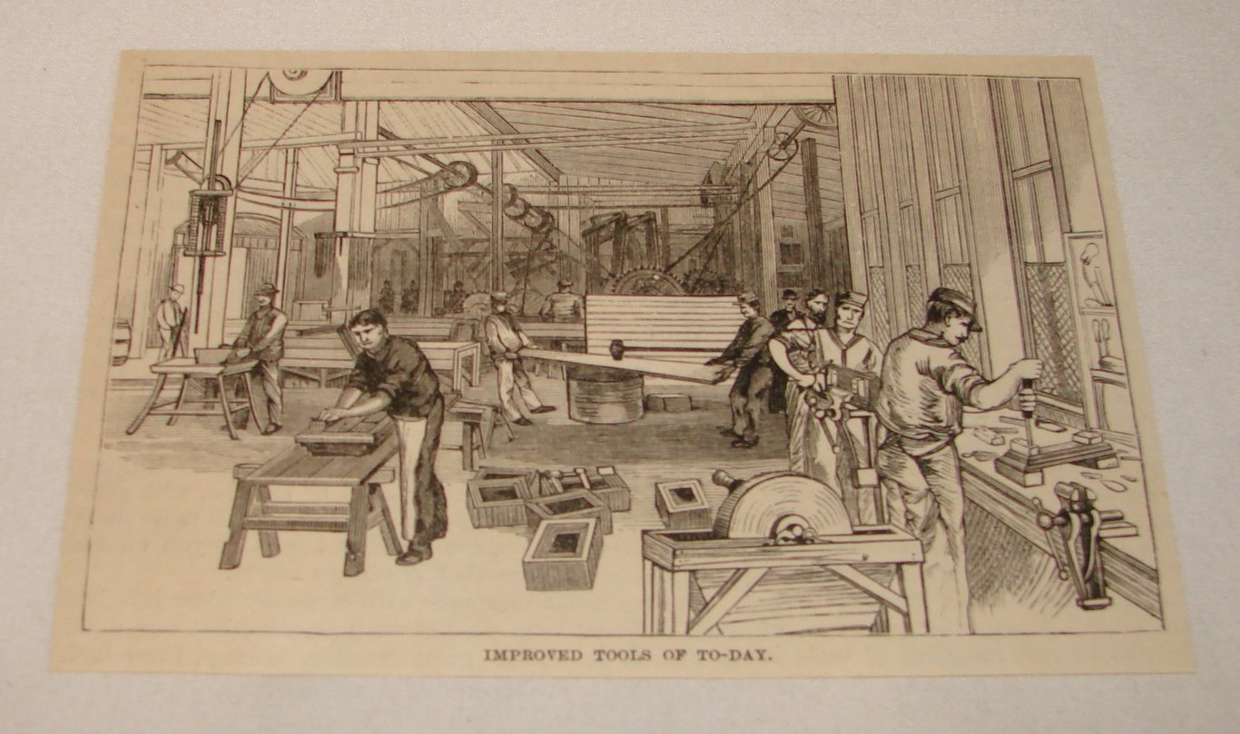 1887 magazine engraving ~ IMPROVED TOOLS OF TODAY