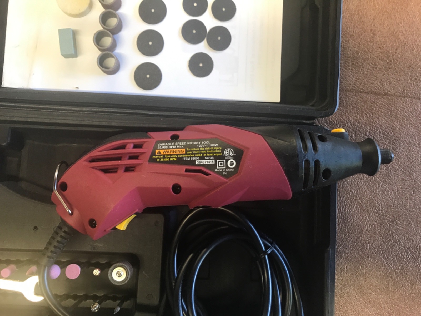 Chicago Electric Variable Speed Rotary Tool Kit w/ Case & Accessories TESTED