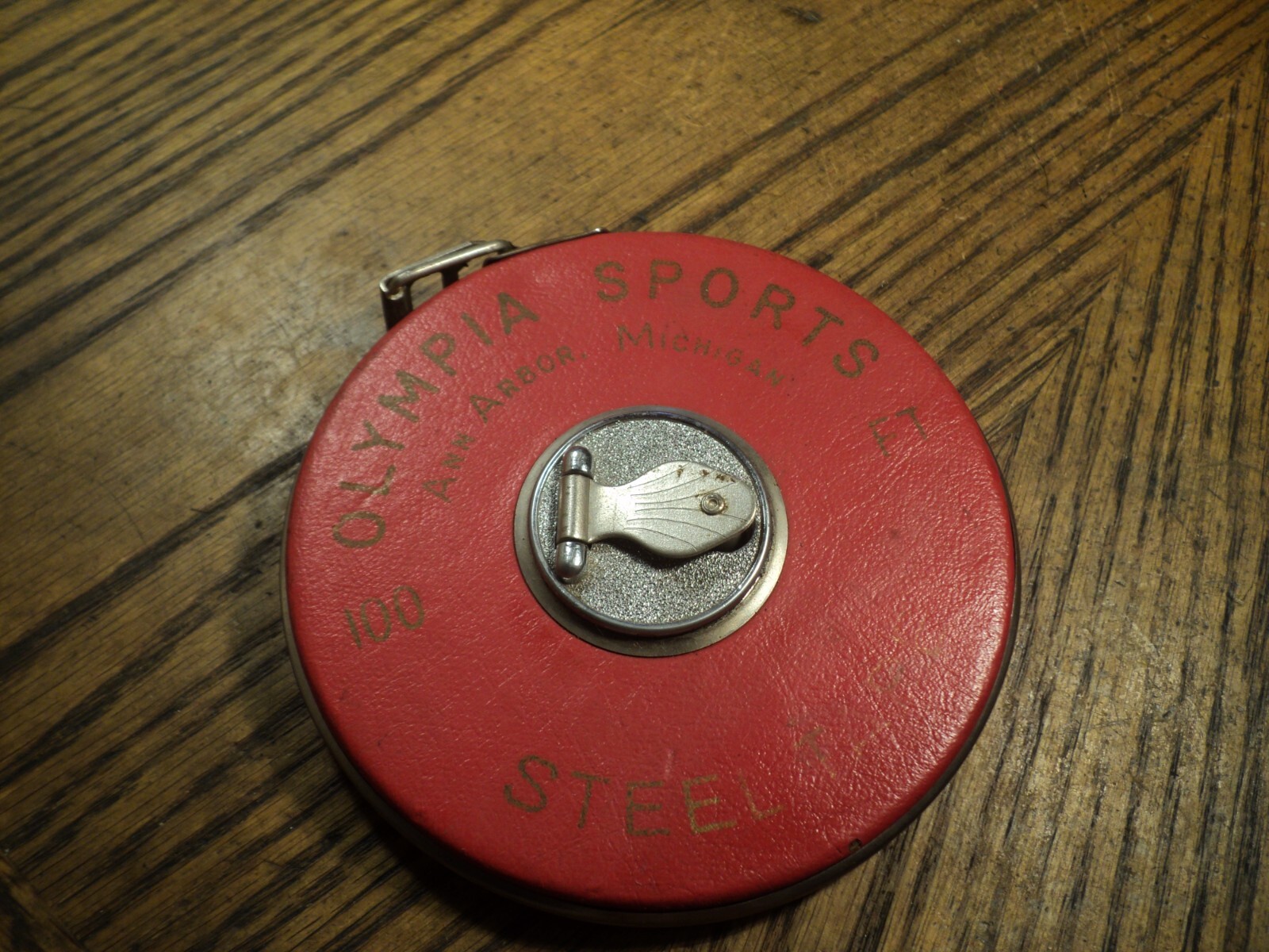 Vintage Olympia Sports Steel Tape 100′ Measuring Tape 4-3/8 USA