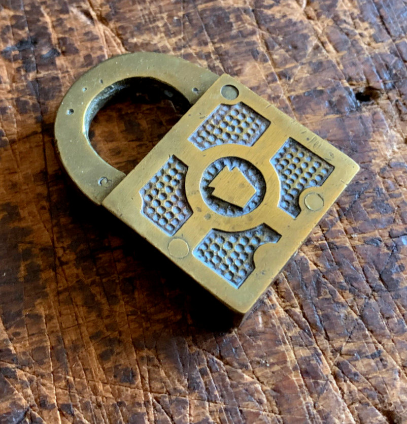 Antique Small Solid Brass E.T Fraim Lock & Co Padlock. Made in England