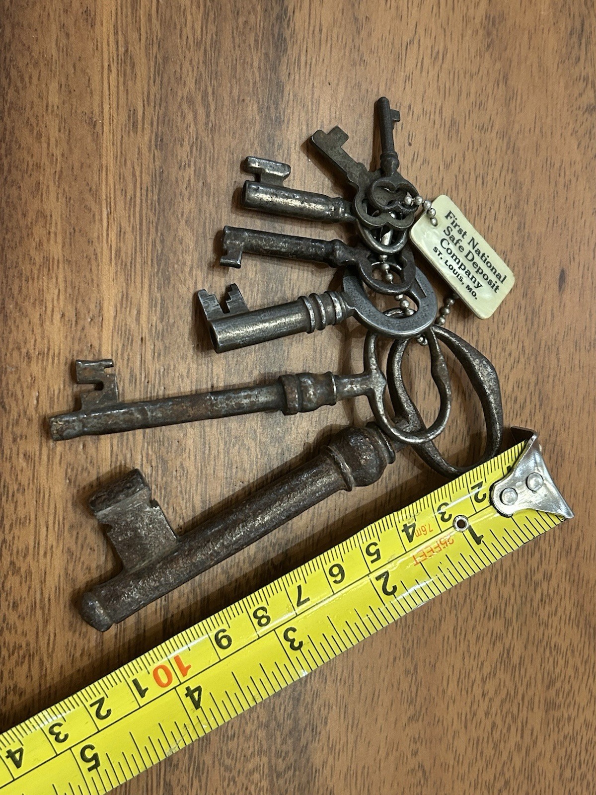 Antique Skeleton Keys Lot of 7 Iron Door/ Safe. 1st National Safe Deposit STL MO