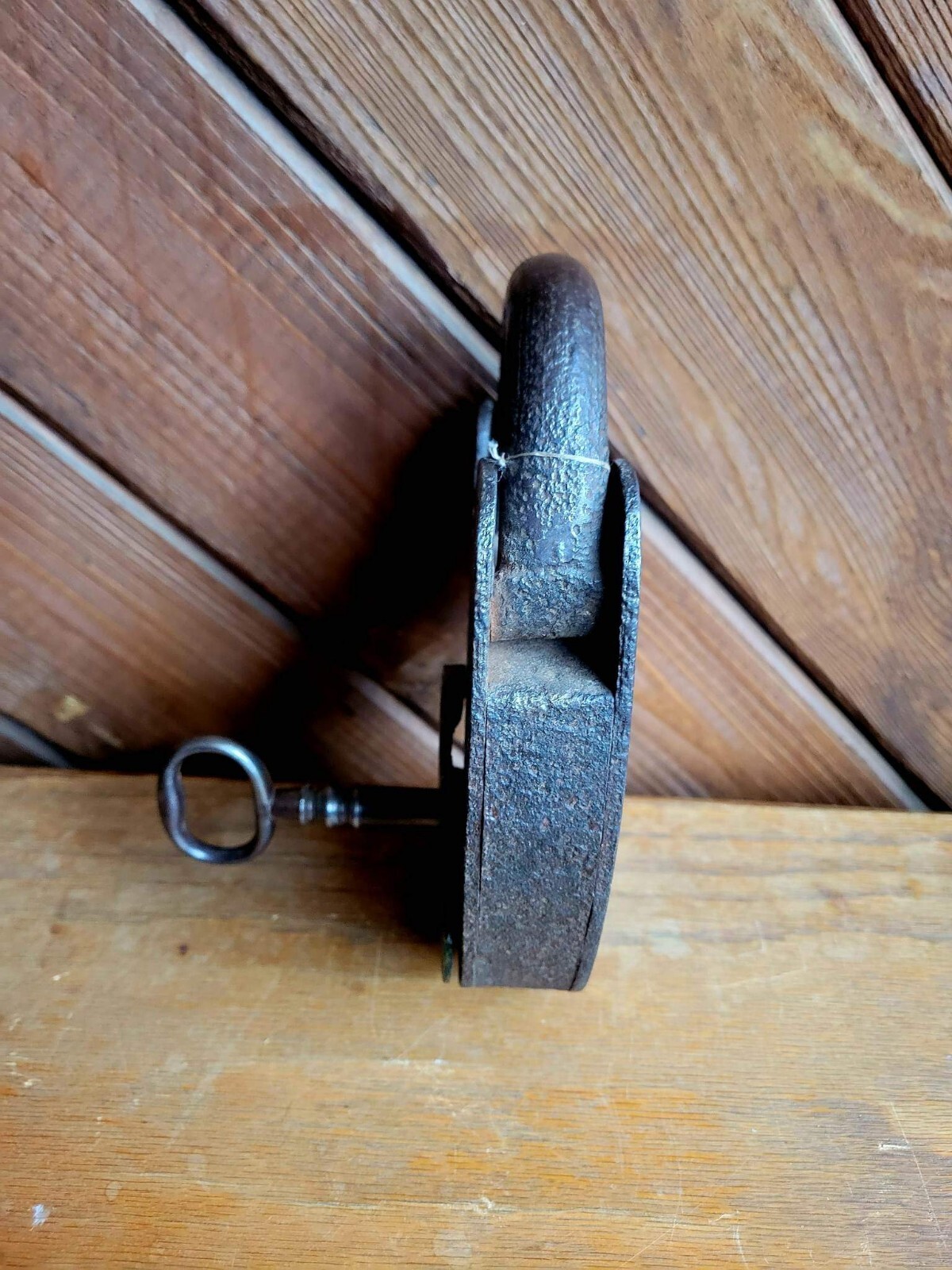 Antique 1780s British Extra Large Heavy Iron & Brass Padlock 4 Lb 7 Oz