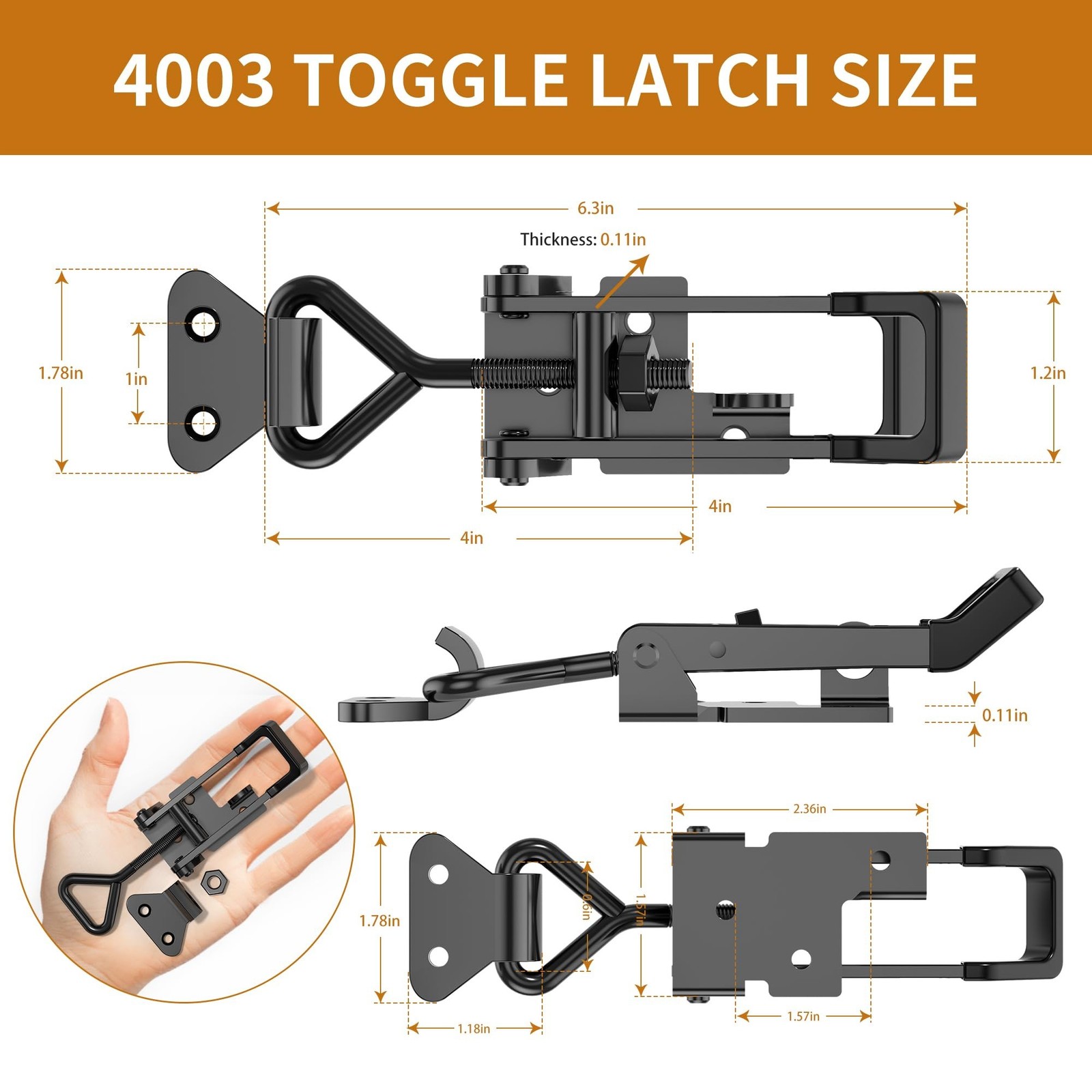 8Pack Heavy Duty Toggle Clamp Latch,4003 Style 1320lbs Capacity Pull Clamp Bl…