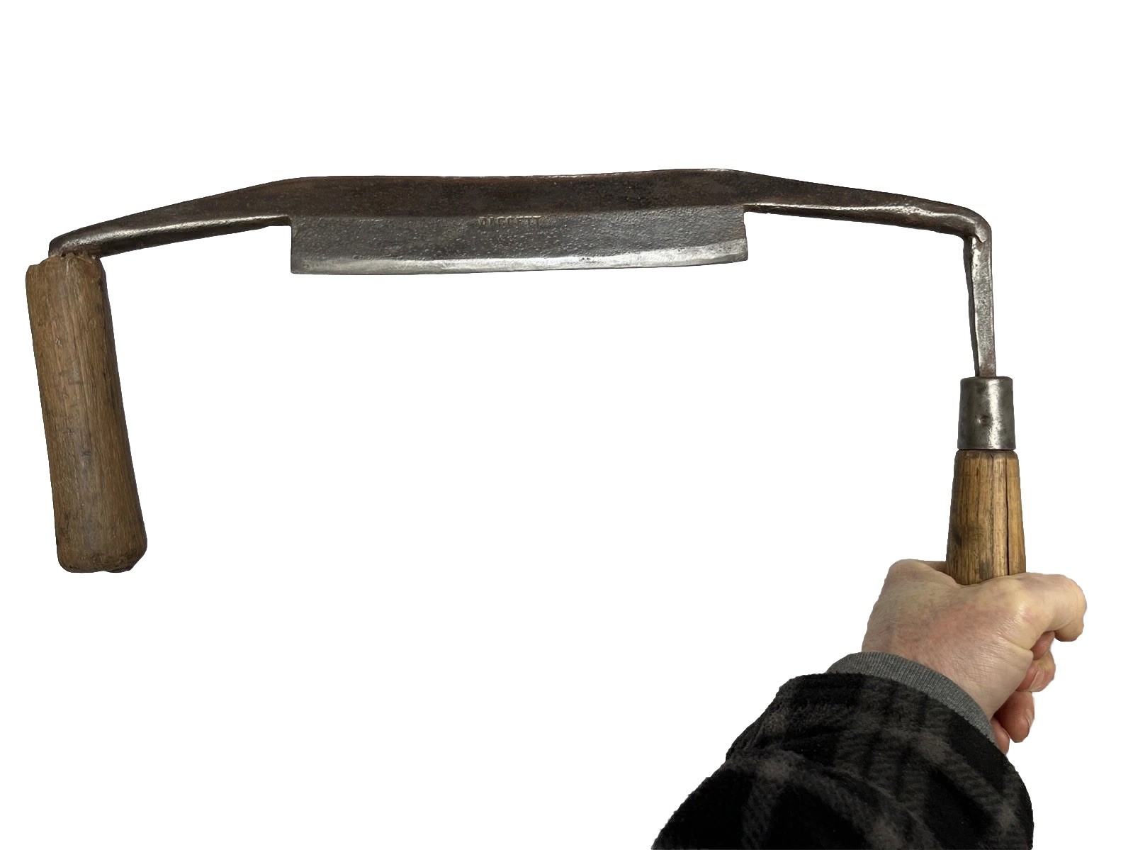 Antique DACCETT Draw Knife Curved Angle 7 7/8” Blade 16” Length Handles – See