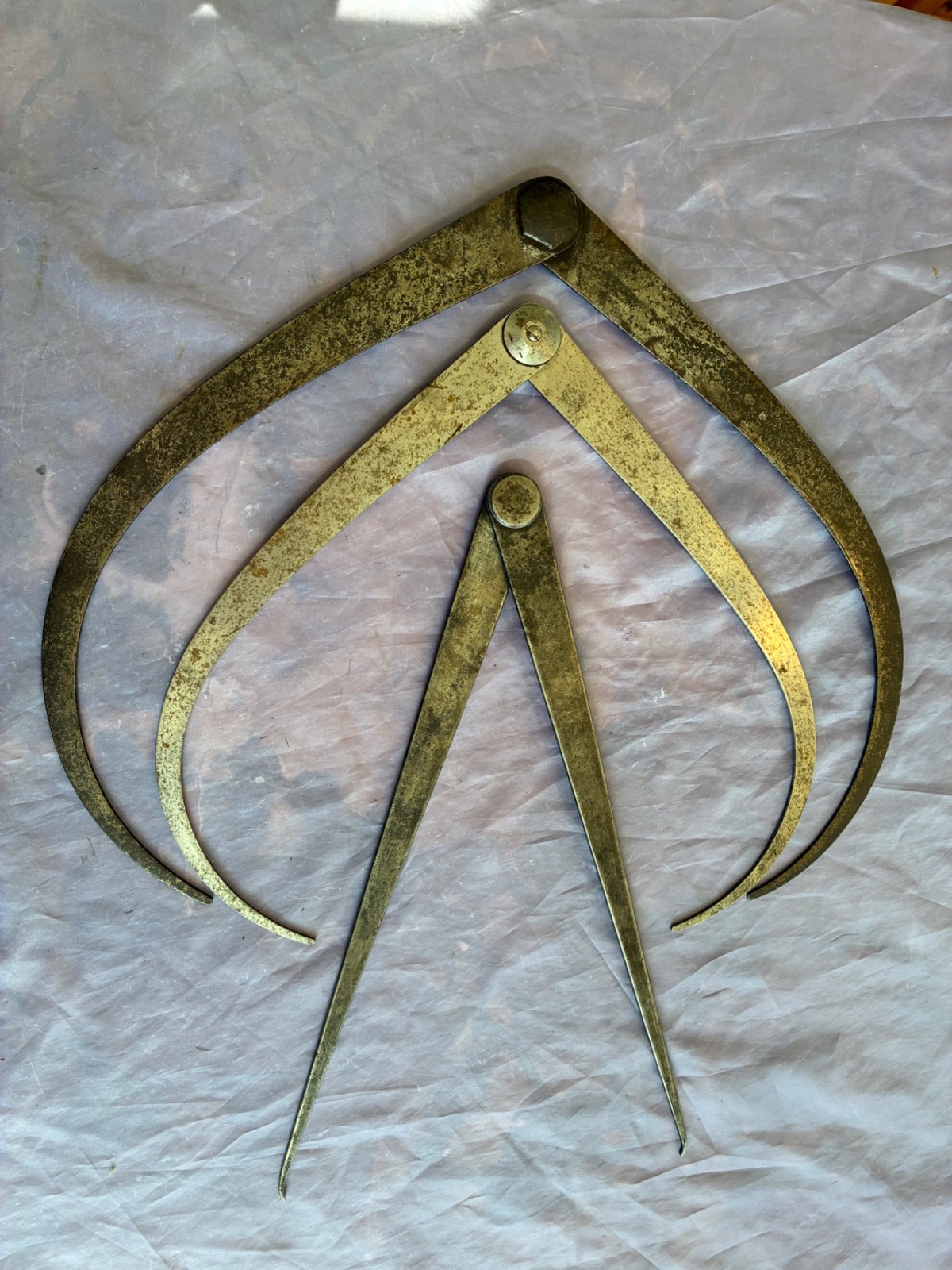 VINTAGE STARRETT 3 PIECE OUTSIDE CALIPERS 14 ,14 & 12 INCHES – VERY GOOD COND