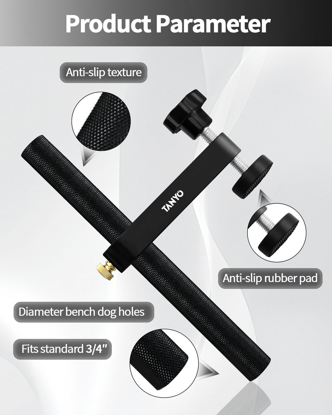 TANYO Bench Dog Clamp, 3/4″ Hole Clamps for Woodworking, 19mm 19mm, Black