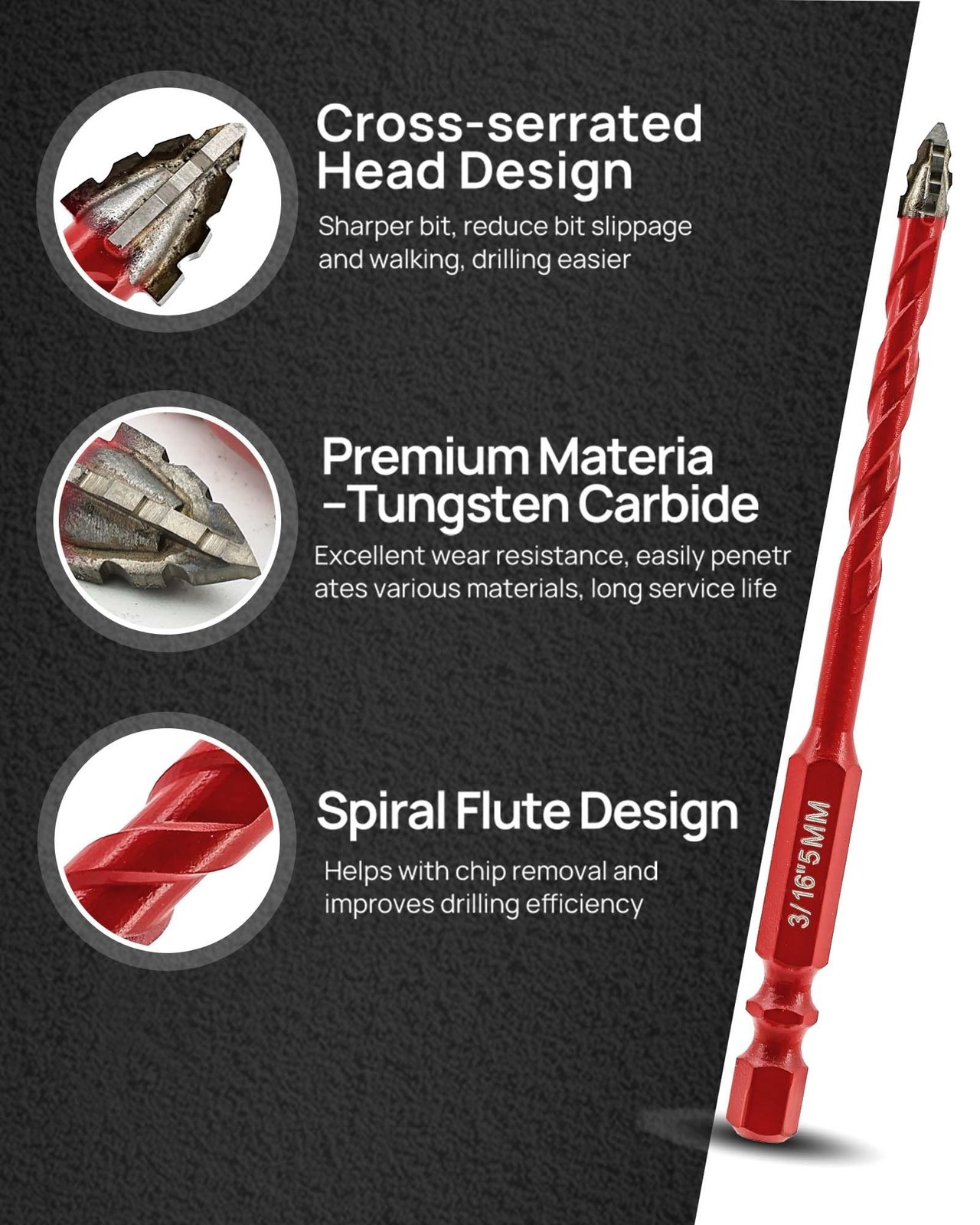 FOCSTOL Serrated Masonry Drill Bit Set 10pcs – High-Strength Eccentric Twist …