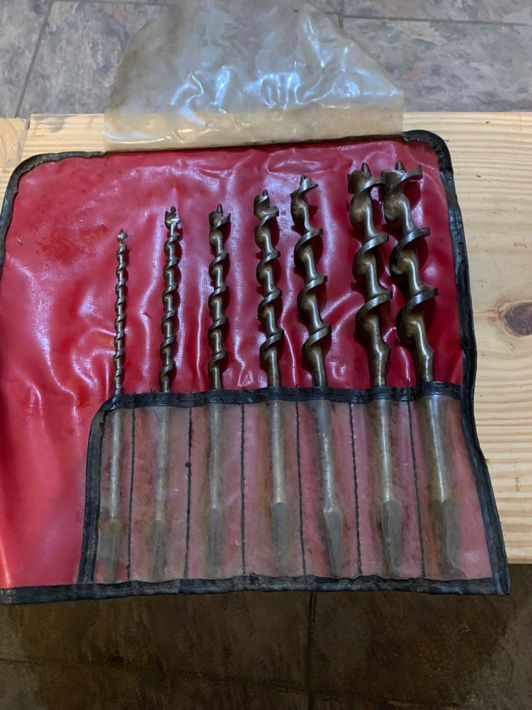 Auger Bit Set – Vintage Irwin w/ Original Red Roll, No. 22 Micro-Dial