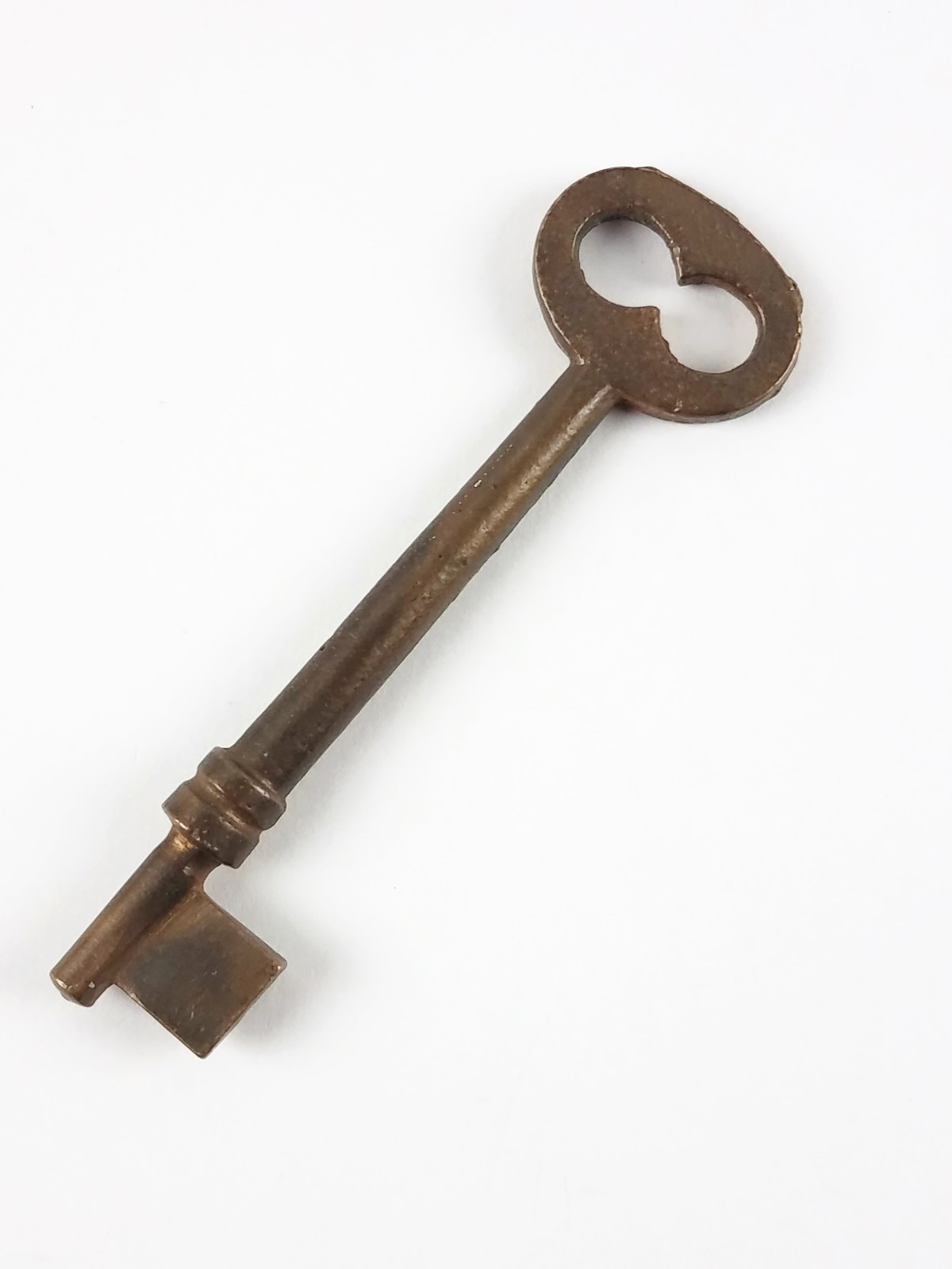 Vtg UNCUT 3 5/8″ Long Bronze Skeleton Bit Key Blank Old Antique Door Key