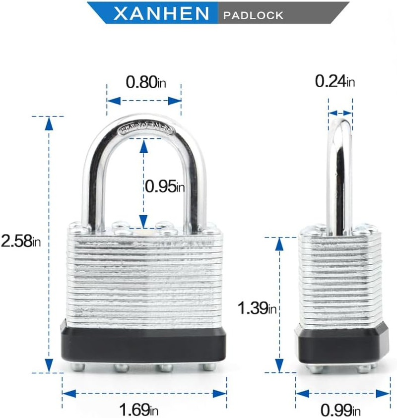 Keyed Alike Laminated Steel Padlocks with Normal Shackle for Sheds, Fences & Loc