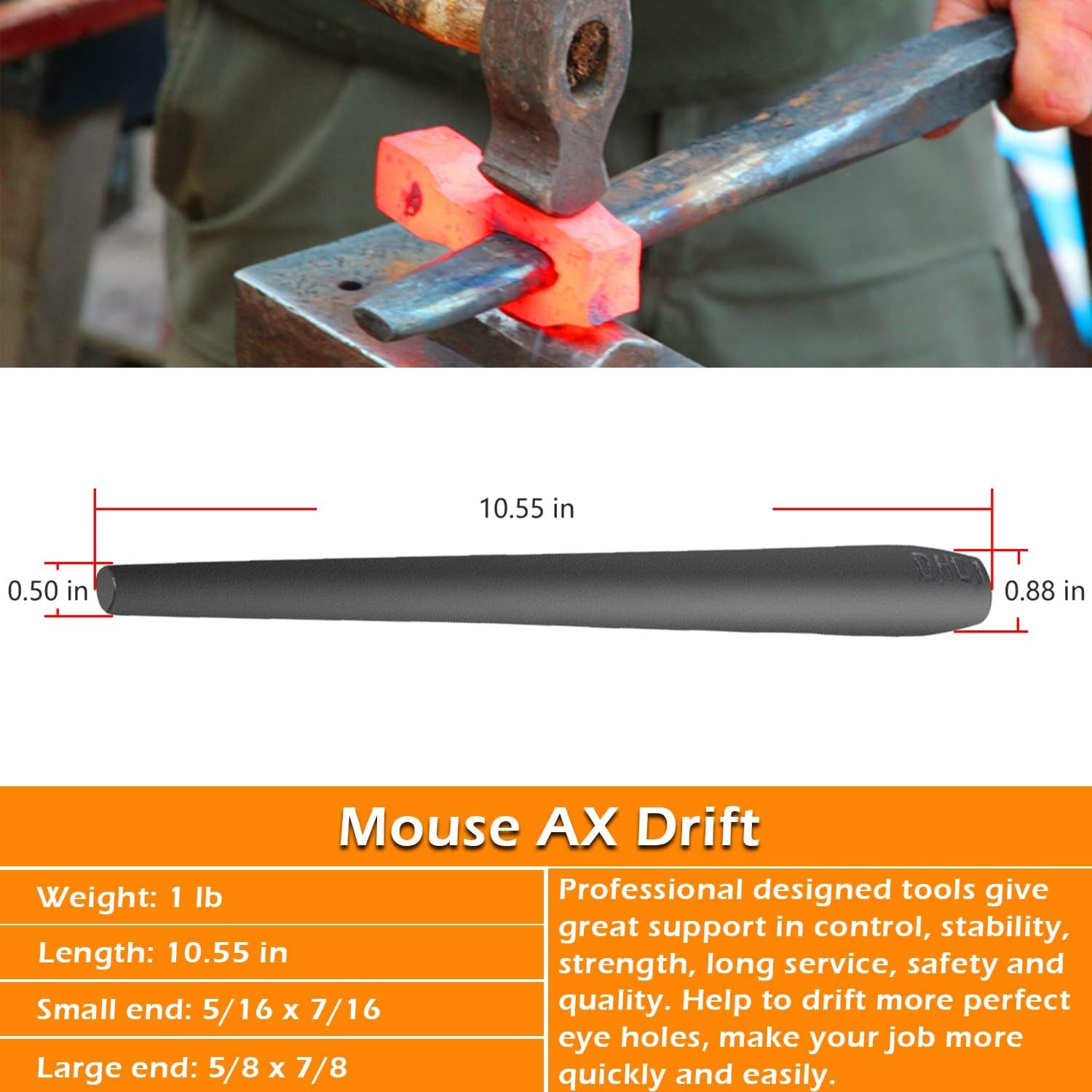 3PCS Blacksmith Drifts Kit Large Hammer Tomahawk Mouse Ax Drifts Tool Kit