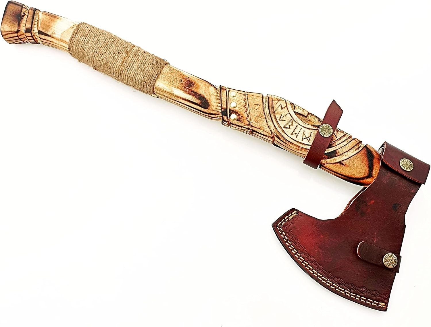 Hacha vikinga de acero al carbono forjado a medida con mango de madera de rosa