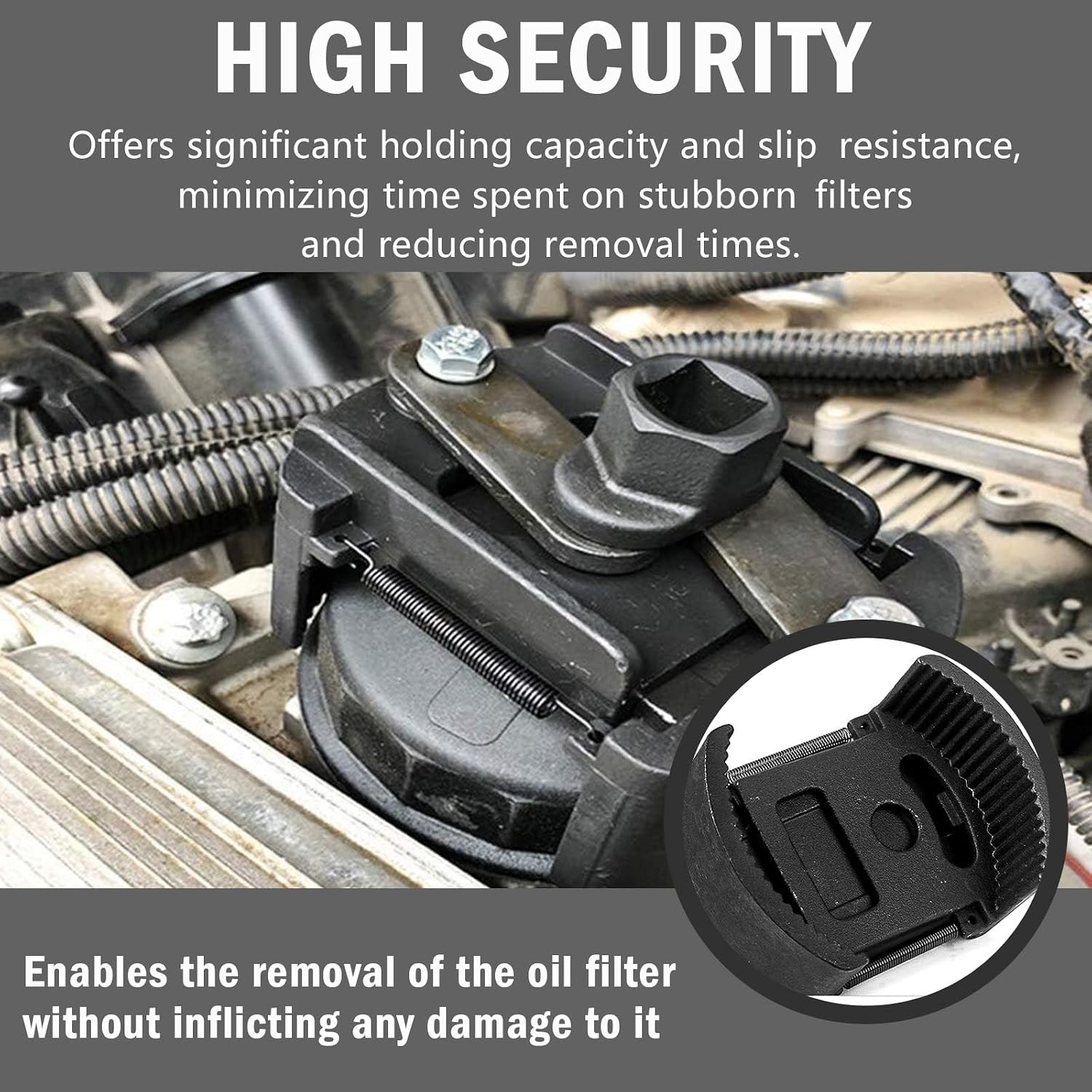 Oil Filter Wrench Removal Tool Adjustable Use for 2.36 inch to 3.15 inch, Durabl