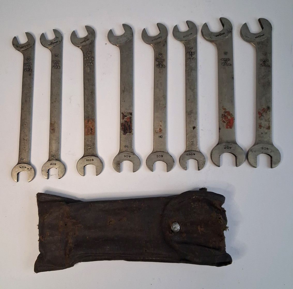 Vintage Bonney Forge & Tool CHROME-VANADIUM Wrench Set Of 8 With Original Pouch