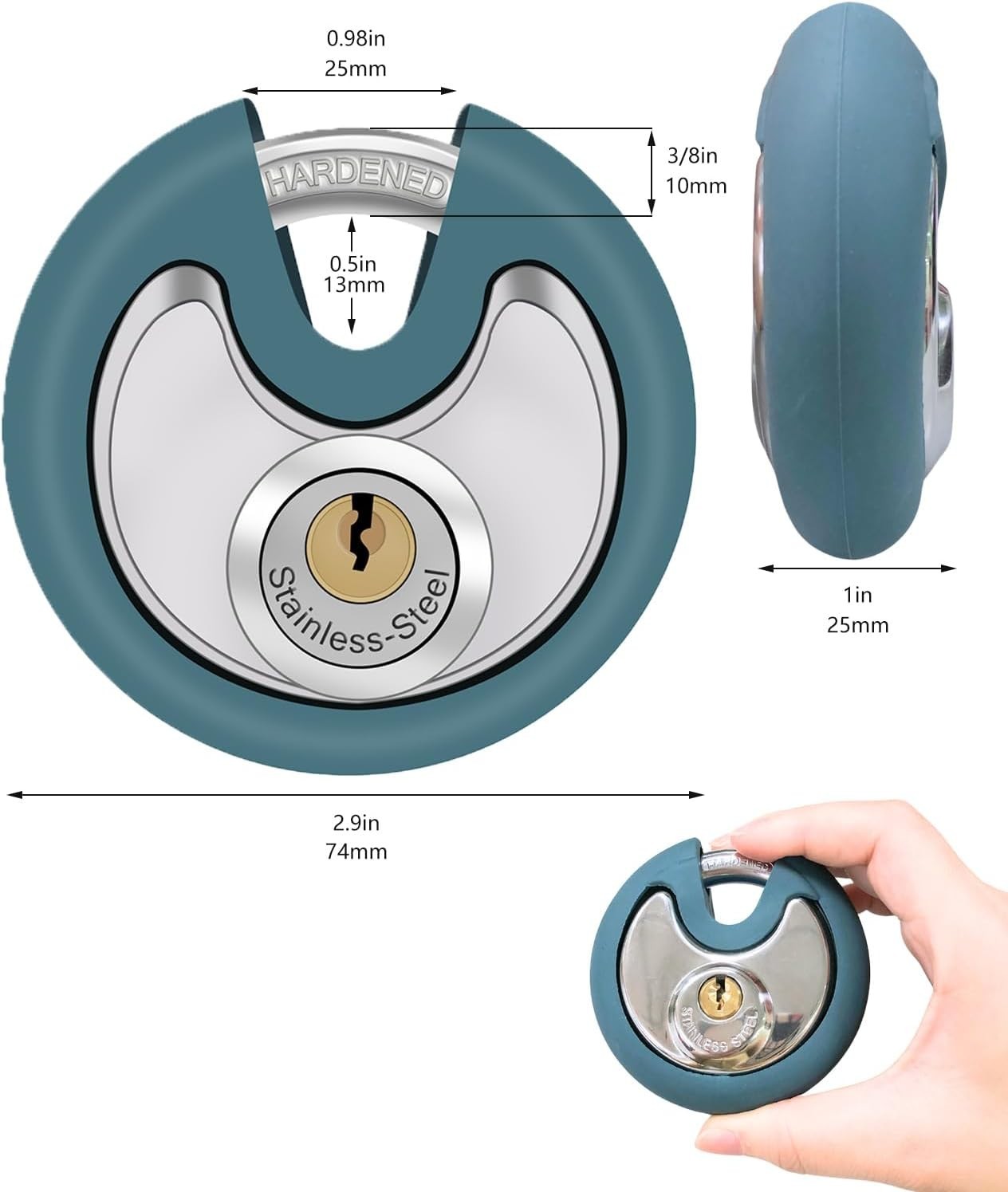 Heavy Duty Round Padlock – Stainless Steel Outdoor Lock with Easy Key Access