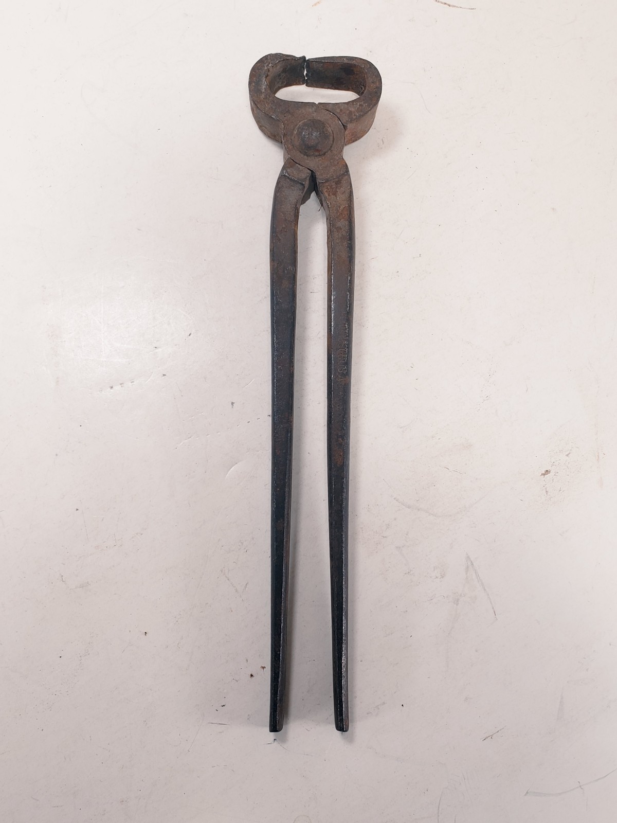 Antique Heller Bros. Blacksmith Farrier Nippers tongs horseshoe Tool 12”