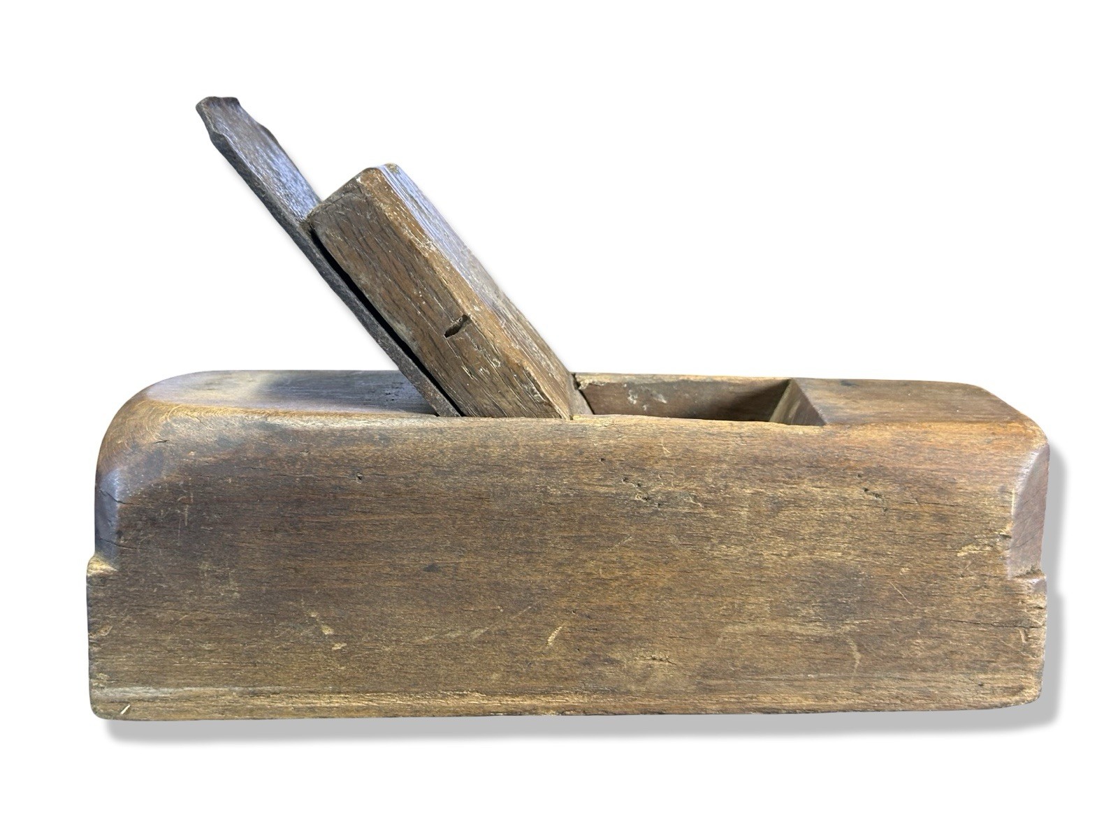 Antique Wooden 19th Century Smoothing Plane 8 1/4” Warranted Cast Steel Blade.