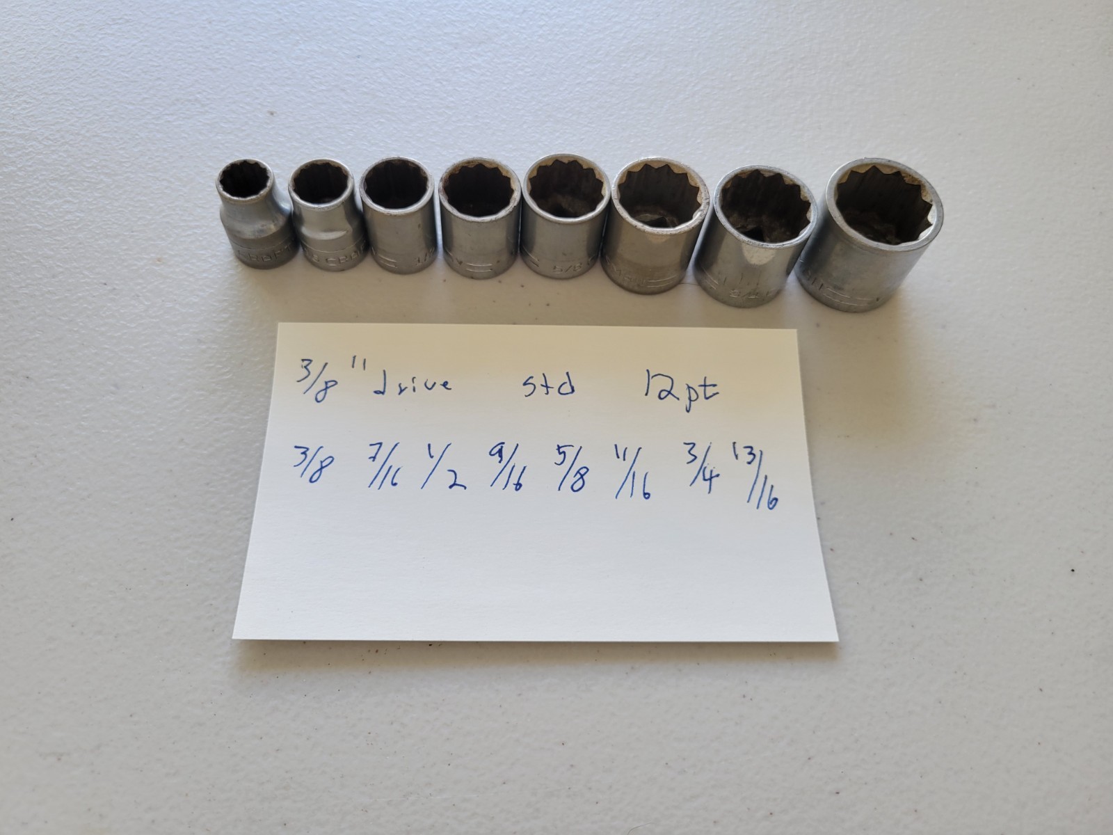 Vintage 3/8-in Drive Craftsman 12pt Sockets -vv- Standard